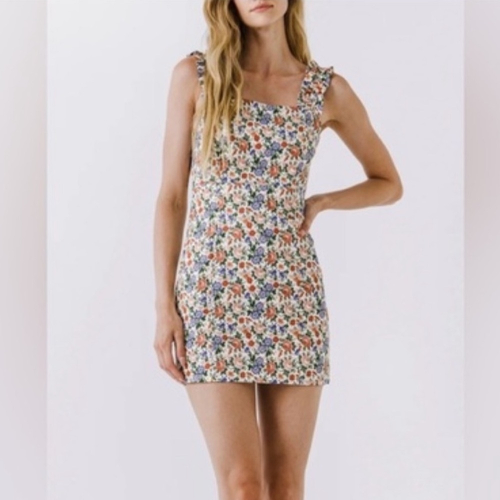 Endless Rose Floral Ruffle Strap Mini Dress